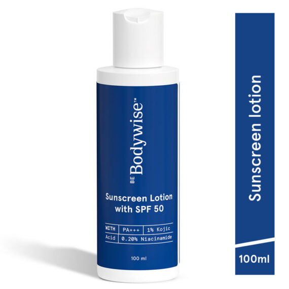 Be Bodywise SPF 50 PA+++ Sunscreen Lotion for Advanced UV Protection with 1% Kojic Acid