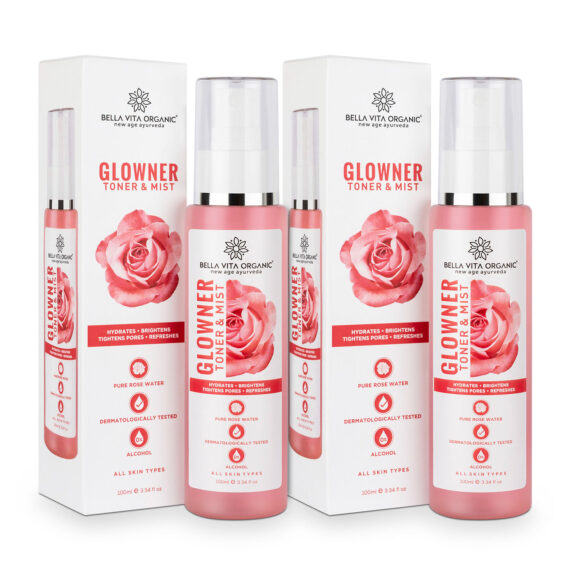 Bella Vita Organic Glowner Rose Water Face Mist & Toner Alcohol & Free - Pack of 2