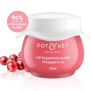 Dot & Key Vitamin C+E Flushed Red Lip Plumping Mask- Lingonberry & Turmeric Oil For Dry Lips