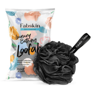 Fabskin Luxury Bathing Round Loofah Bath Sponge - Black
