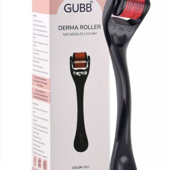 GUBB Derma Roller Microneedle 0.5 Roller for Face Body,Hair Growth, 540 Micro Needles Roller Red