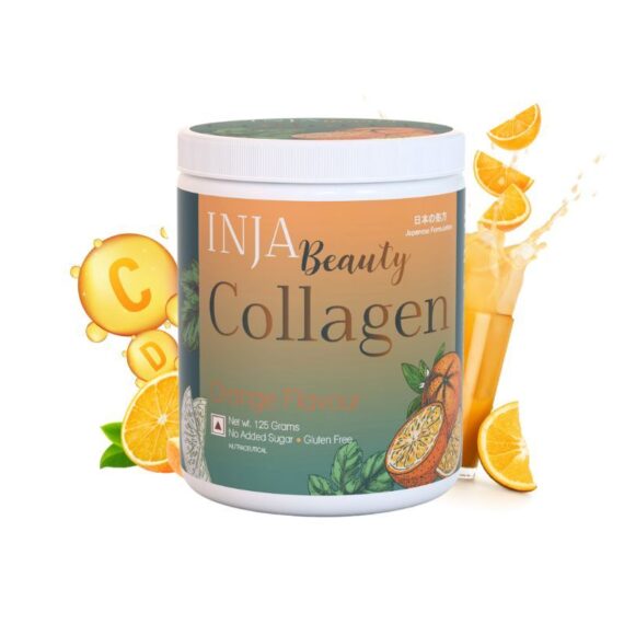 INJA Beauty Collagen for Skin- Hair & Nails- with Vit C- Glutathione- Biotin - Orange Flavour