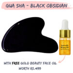 Natural Vibes Black Obsidian Face Gua Sha with Free Gold Beauty Elixir Oil for Men & Women
