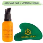 Natural Vibes Jade Gua Sha Face Massager + Vitamin C Serum
