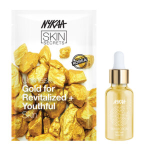 Nykaa Skin Secrets Gold Sheet Mask + Nykaa Skin Potion 24k Gold Facial Oil Golden Glow Combo