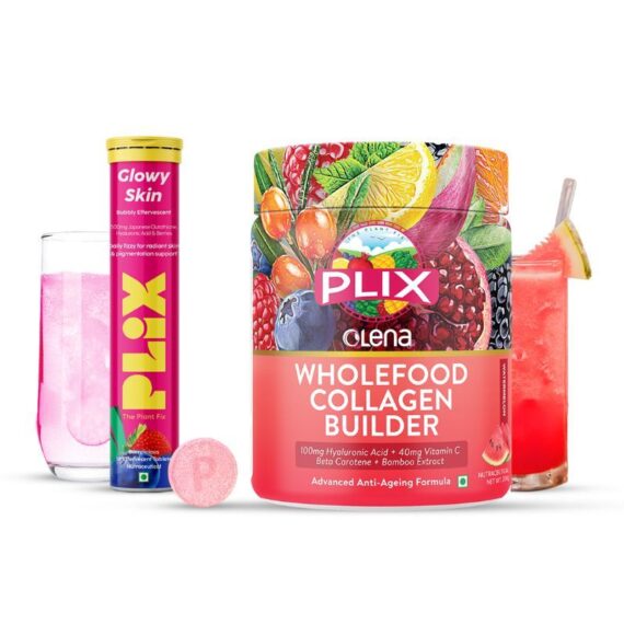 Plix Beauty Glow Combo - Glutathione & Collagen Builder Powder - Effervescent Tablets