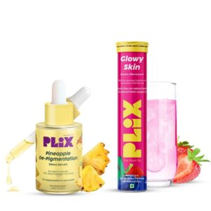 Plix Glutathione Skin Glow 15 Effervescent Tablets And Pineapple Serum Combo