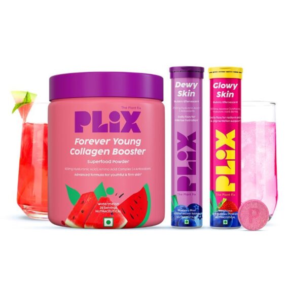 PLIX Youthful Glow Combo - Collagen Builder Powder, Hyaluronic Acid and Glutathione Tablets