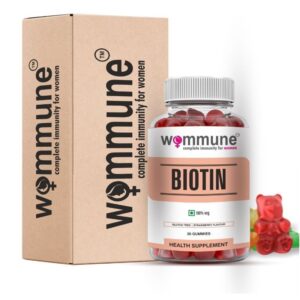 Wommune Biotin Gummies For Skin Care, Hair Growth & Nails - Strawberry Flavour